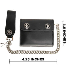 Milwaukee Leather MLW7823 Men's 7" Leather Bi-Fold Biker Wallet w/ Multiple Storage and Swivel Trigger Clip Anti-Theft Stainless Steel Chain