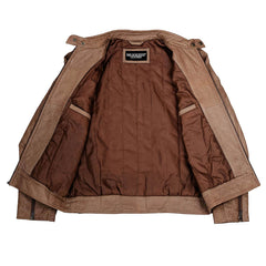 Milwaukee Leather SFM1835 Men's Saddle ‘Café Racer’ Leather Jacket with Snap Button Collar