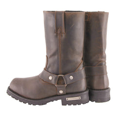 Milwaukee Leather MBM9062 Men's Classic 11-Inch Dark Brown Harness Square Toe Motorcycle Boots