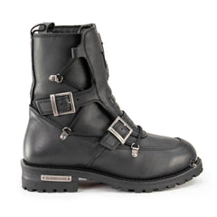 Milwaukee Leather MBM9076 Men’s Black 'Tactical' Logger Leather Boots with Buckle Enhancement
