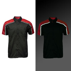 Milwaukee Motorcycle Clothing Co. Men’s Blk/Red Mechanic Work Shirt – w / Reflective Strip, Rider‑Built MDM11606