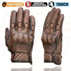 Milwaukee Leather MG7514 Men's Distressed Brown Leather Gloves with Gel Palm and Knuckle Protectors