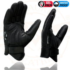 Milwaukee Leather MG7522 Men’s Black Leather Waterproof Cruiser Glove with Gel Palm
