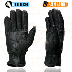 Milwaukee Leather MG7526 Men’s Black Leather Perforated Racer Gloves with Gel Palm
