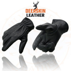 Milwaukee Leather MG7595 Men's Black Deerskin Unlined Motorcycle Gloves w/ Cinch Wrist Closure