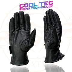 Milwaukee Leather MG7596 Men's Black Leather Motorcycle Rider Unlined Gloves w/ Cool-Tec Leather Treatement