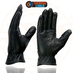 Milwaukee Leather MG7715 Women's Black Leather Thermal Lined Motorcycle Gloves w/ Cinch Wrist Closure