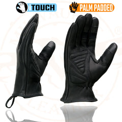 Milwaukee Leather MG7745 Women's 'Laced Wrist' Black Deerskin Leather Gloves with Gel Palms