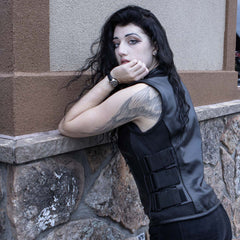 Milwaukee Leather MLL4501 Women's 'Basher' Black SWAT Style Club Style Motorcycle Leather Vest