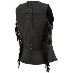 Milwaukee Leather MLL4565 Women's Black Fringed Leather Vest