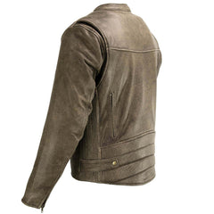 Milwaukee Leather MLM1503 Men's Distressed Brown ‘Racer’ Motorcycle Vented Leather Rider Jacket