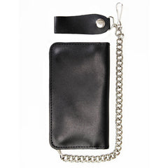 Milwaukee Leather MLW7894 Men's 7" Leather Bi-Fold Biker Wallet w/ Multiple Storage and Swivel Trigger Clip Anti-Theft Stainless Steel Chain