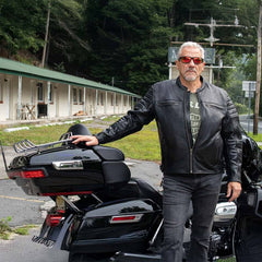Milwaukee Motorcycle Clothing Co. Men's Contender Scooter Style Black Premium Leather Jacket MMC10001