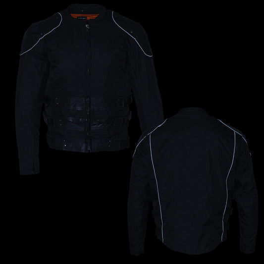 Milwaukee Leather MPM1755 Men's 'Assault Style' Black Leather and Textile M/C Jacket