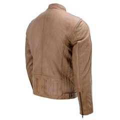 Milwaukee Leather SFM1835 Men's Saddle ‘Café Racer’ Leather Jacket with Snap Button Collar