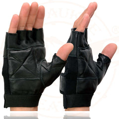 Milwaukee Leather SH217 Men's Black Leather and Mesh Fingerless Motorcycle Gloves