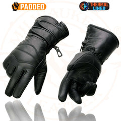 Milwaukee Leather SH233 Men's Black Leather Gauntlet Gloves with Double Strap