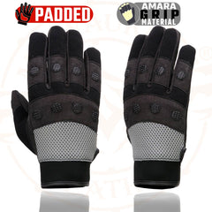 Milwaukee Leather SH76101 Men's Black and Grey Textile Mesh Motorcycle Mechanics Riders Gloves w/ Amara Cloth Bottom