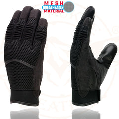 Milwaukee Leather SH791 Men's Black Mesh and Leather Racing Gloves with Leather Palm