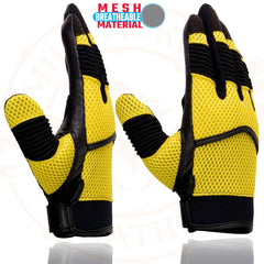 Milwaukee Leather SH791 Men's Black and Yellow Mesh and Leather Racing Gloves