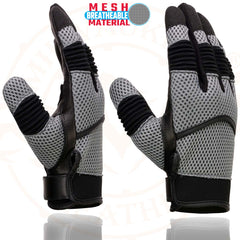 Milwaukee Leather SH791 Men's Black with Grey Mesh and Leather Racing Gloves