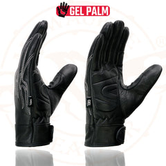 Milwaukee Leather SH820 Men's 'White Flames' Leather Cruising Gloves with Gel Palm