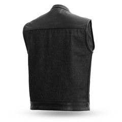 FIM662DM-BLK-49/51 Men's Denim Motorcycle Vest