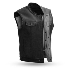 FIM662DM-BLK-49/51 Men's Denim Motorcycle Vest