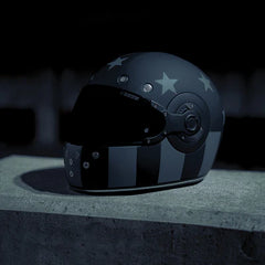 R6-CAS DOT Daytona Retro Full Face Motorcycle Helmet: Vintage Style for Men, Women, & Youth - W/ Captain America Stealth