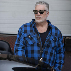 Milwaukee Leather MPM1634 Men's Plaid Flannel Biker Shirt with CE Approved Armor - Reinforced w/ Aramid Fiber