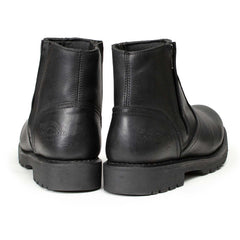 MMCC Men’s Kick Start 7” Black Top Grain Leather Motorcycle Boots - Dual YKK Zippers, Freedom Flex Toe - MBM9009