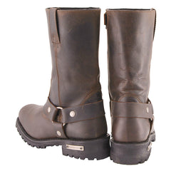 Milwaukee Leather MBM9062 Men's Classic 11-Inch Dark Brown Harness Square Toe Motorcycle Boots