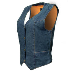 Milwaukee Leather MDL4000 Women's Blue Denim Snap Button Closure Motorcycle Rider Vest