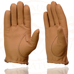 Milwaukee Leather MG7508 Men's Saddle Tan Leather Driving Gloves with Wrist Snap