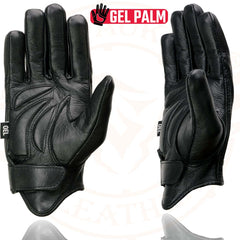 Milwaukee Leather MG7510 Men's 'Gel Palm' Black Short Wrist Leather Gloves