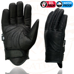 Milwaukee Leather MG7522 Men’s Black Leather Waterproof Cruiser Glove with Gel Palm