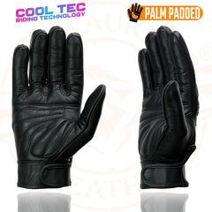 Milwaukee Leather MG7536 Men's Black Leather Gel Palm Motorcycle Gloves w/ Flex Knuckles and Cool-Tec Treatment