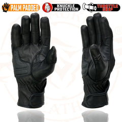 Milwaukee Leather MG7540 Men's 'Hard Knuckles' Black Leather Racer Gloves with Elasticized Fingers