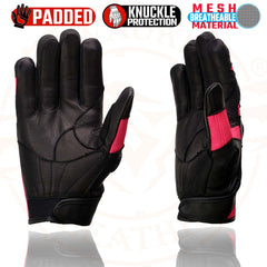 Milwaukee Leather MG7740 Women's Black and Hot Pink Leather with Mesh Racing Gloves