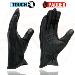 Milwaukee Leather MG7770 Women's 'Laced Wrist' Black Leather Riding Glove with Gel Palms