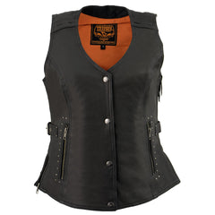 Milwaukee Leather MLL4565 Women's Black Fringed Leather Vest
