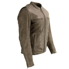 Milwaukee Leather MLM1503 Men's Distressed Brown ‘Racer’ Motorcycle Vented Leather Rider Jacket