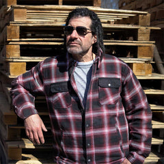 Milwaukee Leather Men's Red and Black Heavy-Duty Checkered Flannel Riding Shirt - Warm Lined - Zippered Hand Pockets - MPM1637
