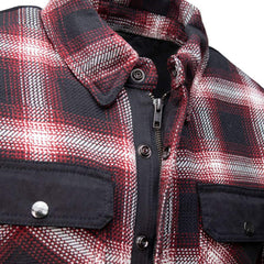 Milwaukee Leather Men's Red and Black Heavy-Duty Checkered Flannel Riding Shirt - Warm Lined - Zippered Hand Pockets - MPM1637
