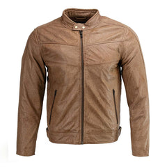 Milwaukee Leather SFM1835 Men's Saddle ‘Café Racer’ Leather Jacket with Snap Button Collar