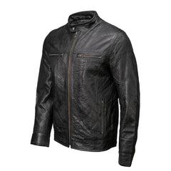 Milwaukee Leather SFM1866 Men's Classic Black Moto Leather Jacket with Zipper Front