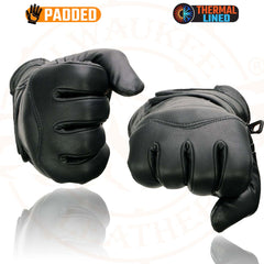 Milwaukee Leather SH233 Men's Black Leather Gauntlet Gloves with Double Strap