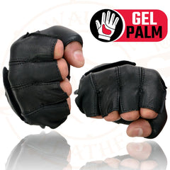 Milwaukee Leather SH442 Men's Black Leather Full Panel Fingerless Gloves with Gel Palm