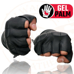 Milwaukee Leather SH462 Men's Black Fingerless Leather Gloves with Gel Palm