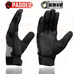 Milwaukee Leather SH76101 Men's Black and Grey Textile Mesh Motorcycle Mechanics Riders Gloves w/ Amara Cloth Bottom